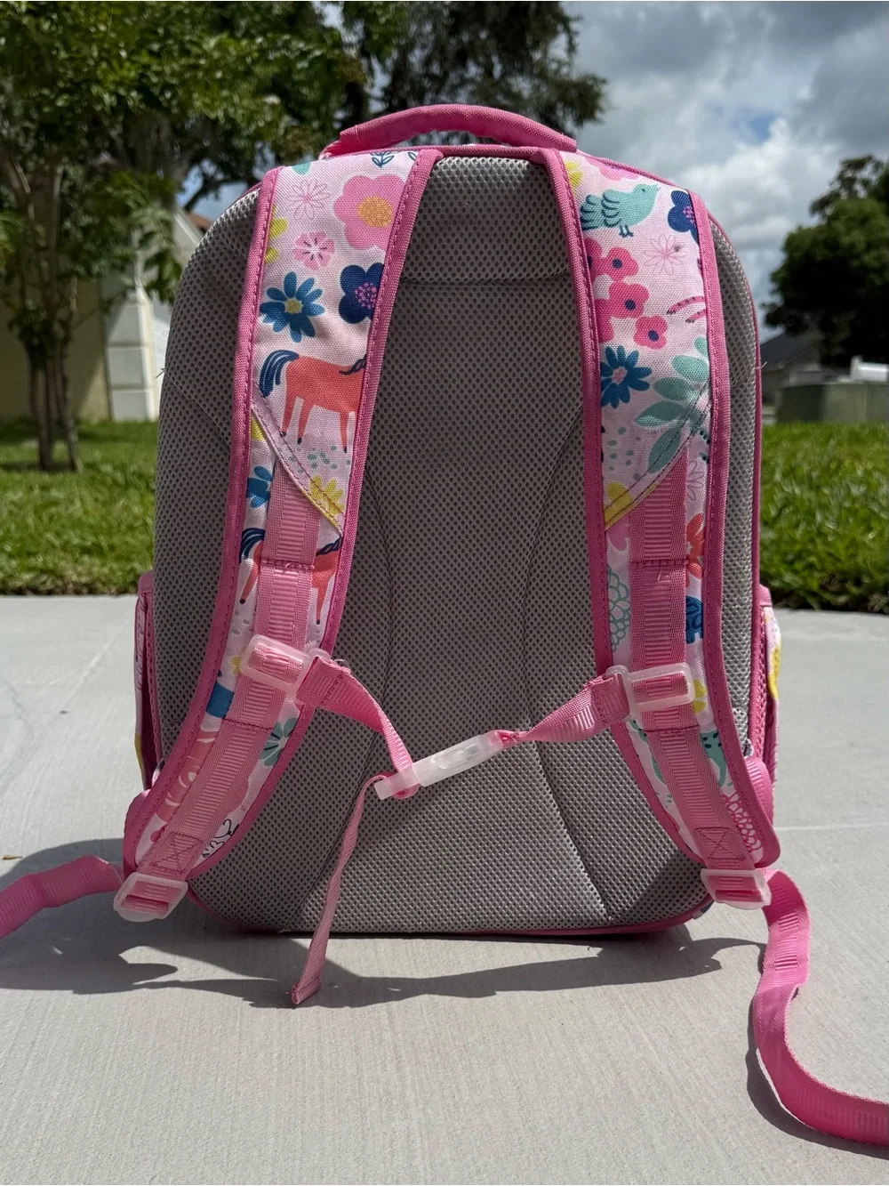 Pottery Barn Kids Pink Sasha's Garden Backpack Large with Monogram Riley